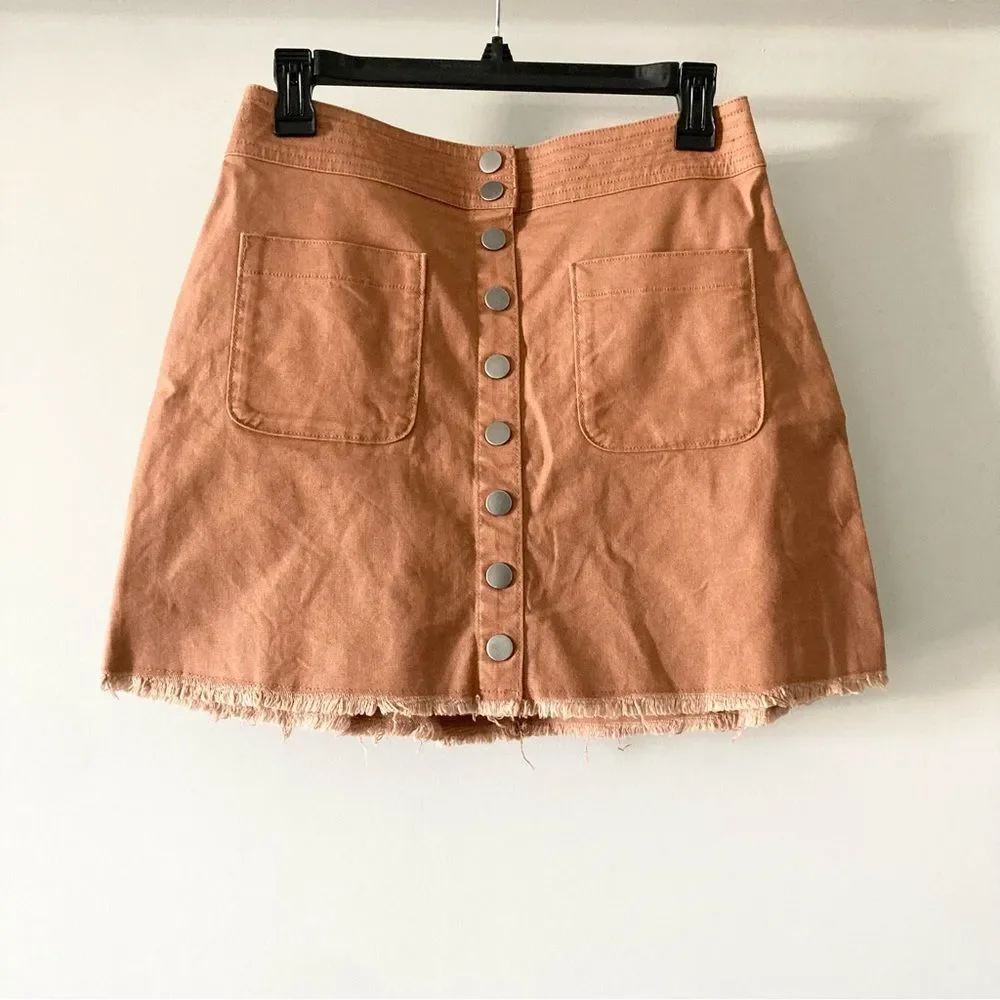 Madewell High-Waist Snap Skirt  Burnt Siena style J3992‎ size 2
